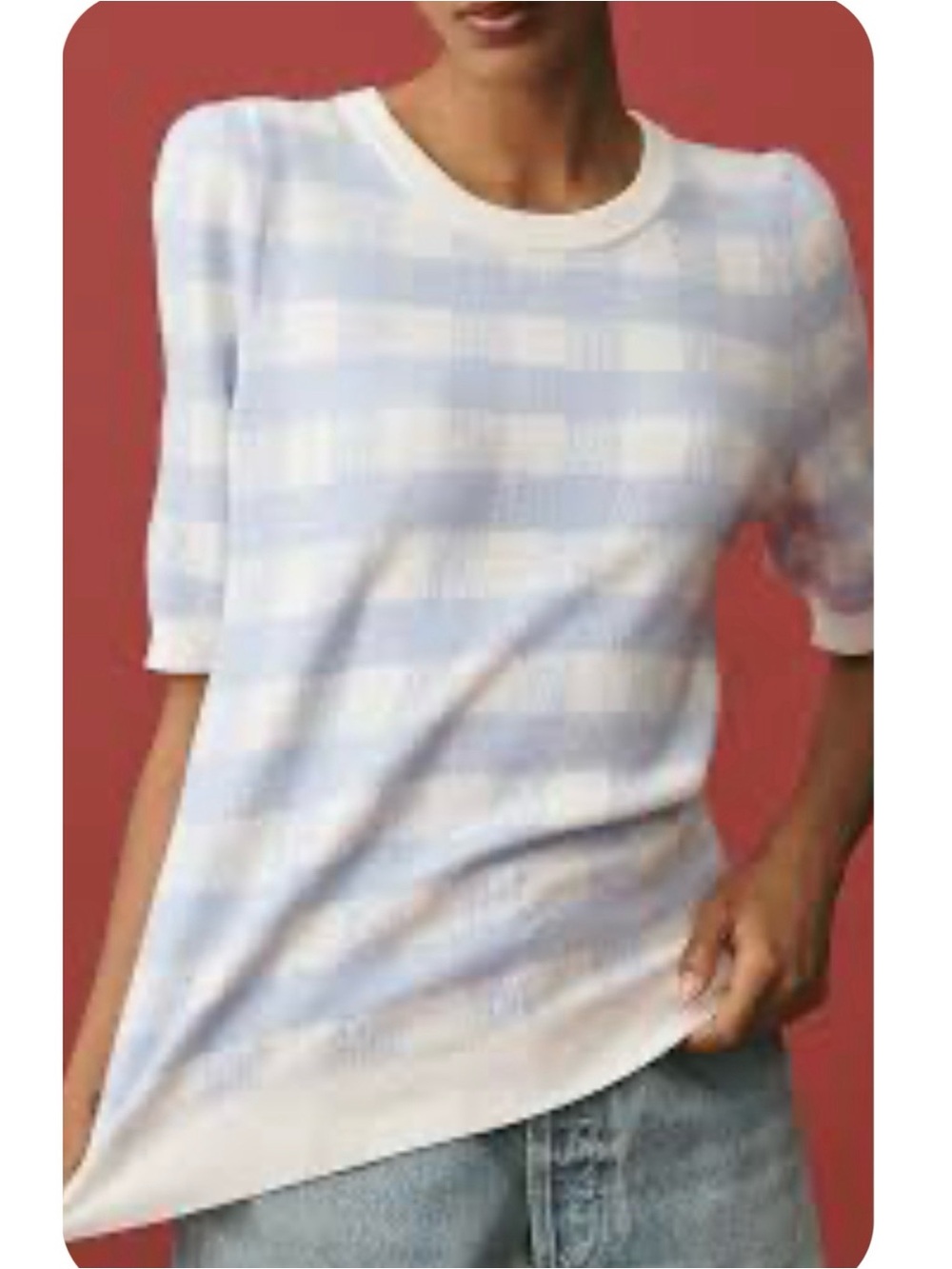 Light Blue and White Striped Knit Tee